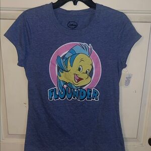 Disney Blue Tee with the little mermaid “Flounder” Graphic XL 15-17